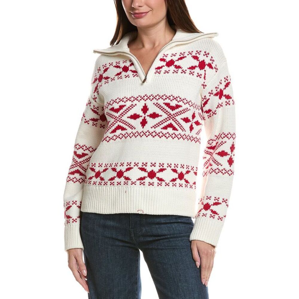 English Factory Womens  Motif Zip Up Sweater, Red